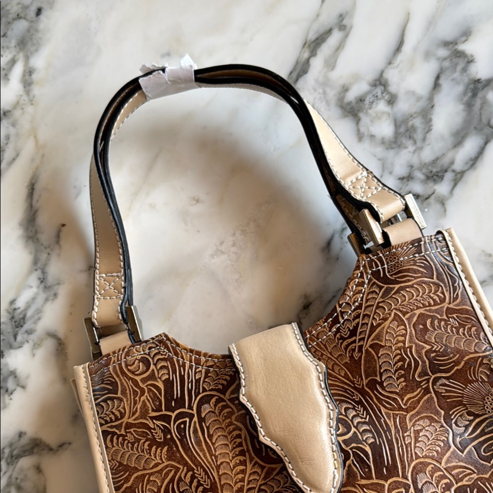 NWOT Boutique Western Floral Embossed Mini Shoulder Bag Horse Concho - Picture 8 of 16